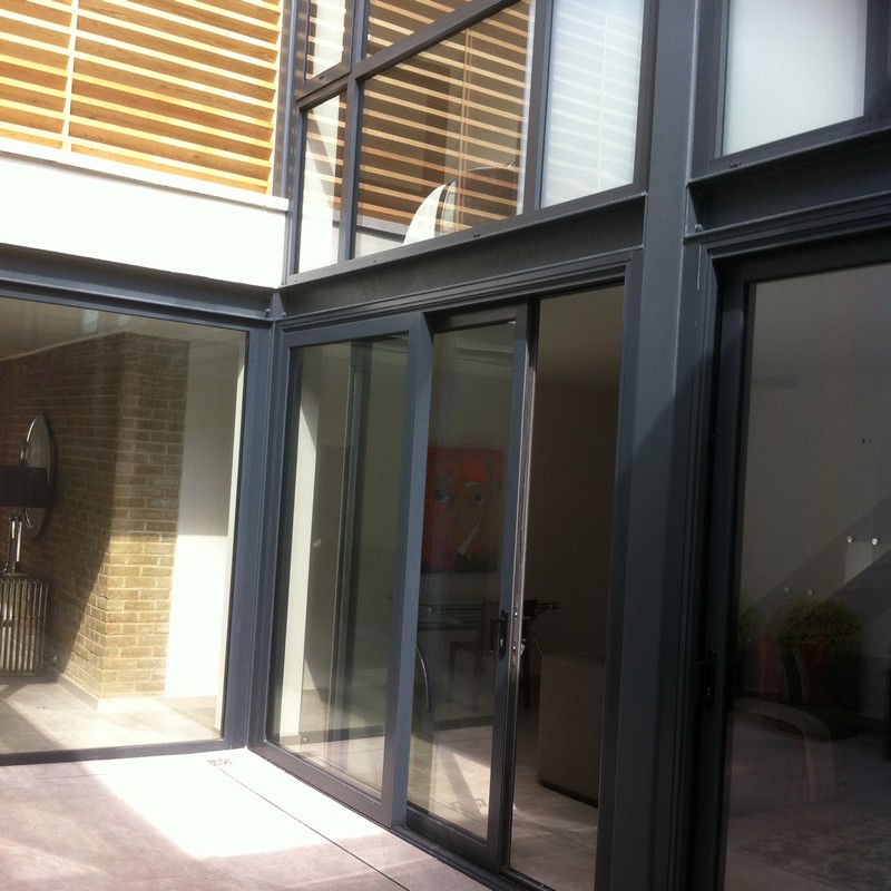 Anthracite aluminium sliding patio doors fitted in Waterloo